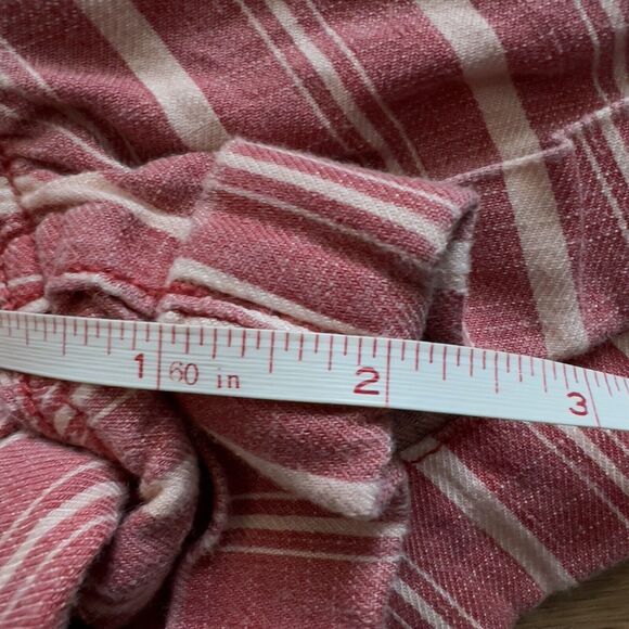 American Eagle Shorts Size 0 Hi-Rise Linen Paperbag Red White Striped Belted - Picture 9 of 9